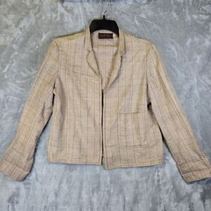 Vtg Portfolio Mitchell Gross Womens Blazer 8 Silk Cotton Pocket Boho Hippie
